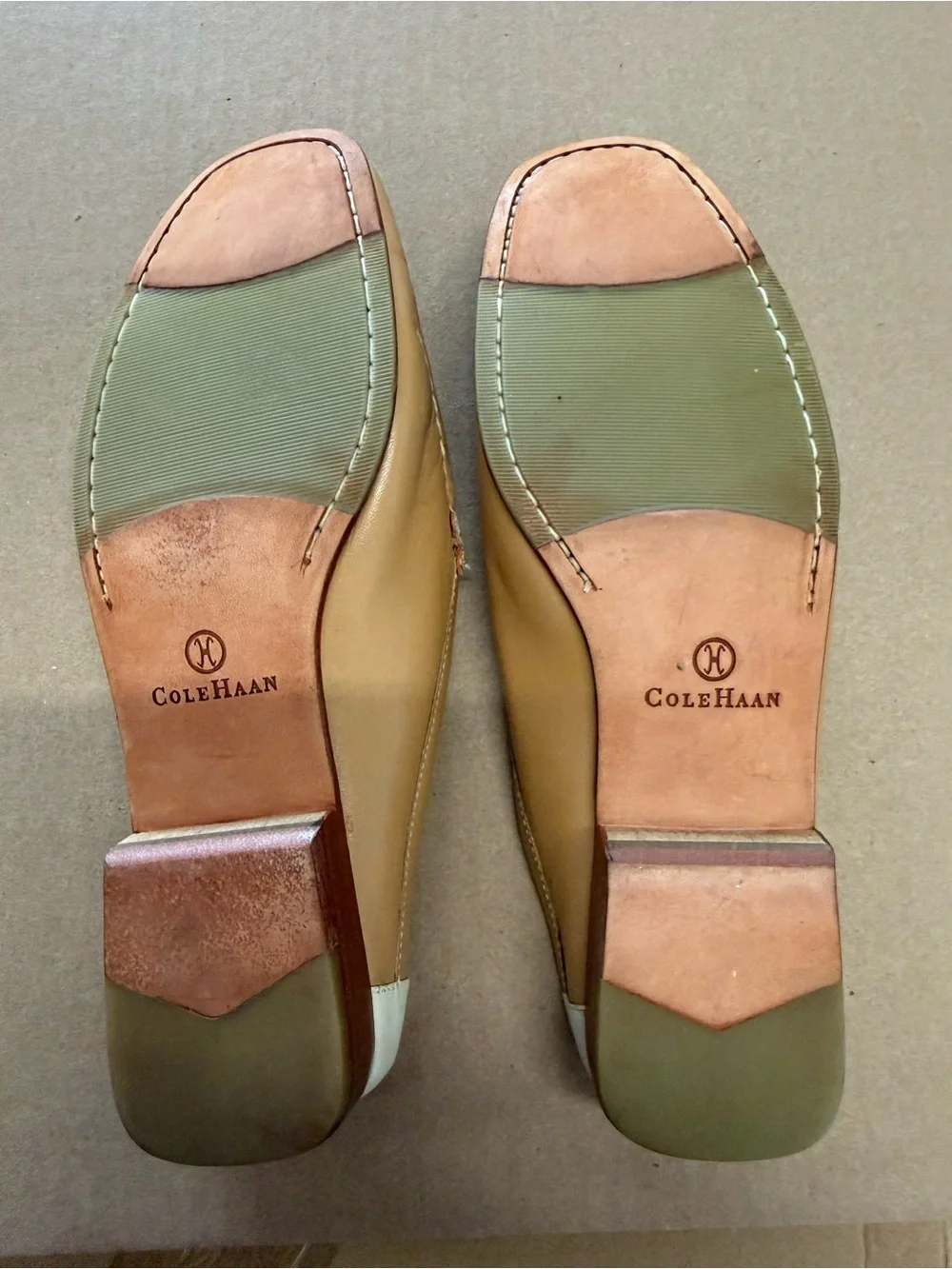 Cole Haan Leather Tassel Mule Loafers in Tan and Cream - Men